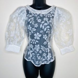 San Joy White Floral Blouse